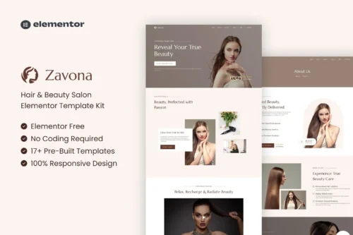 best Hair & Beauty Salon Elementor template kit download