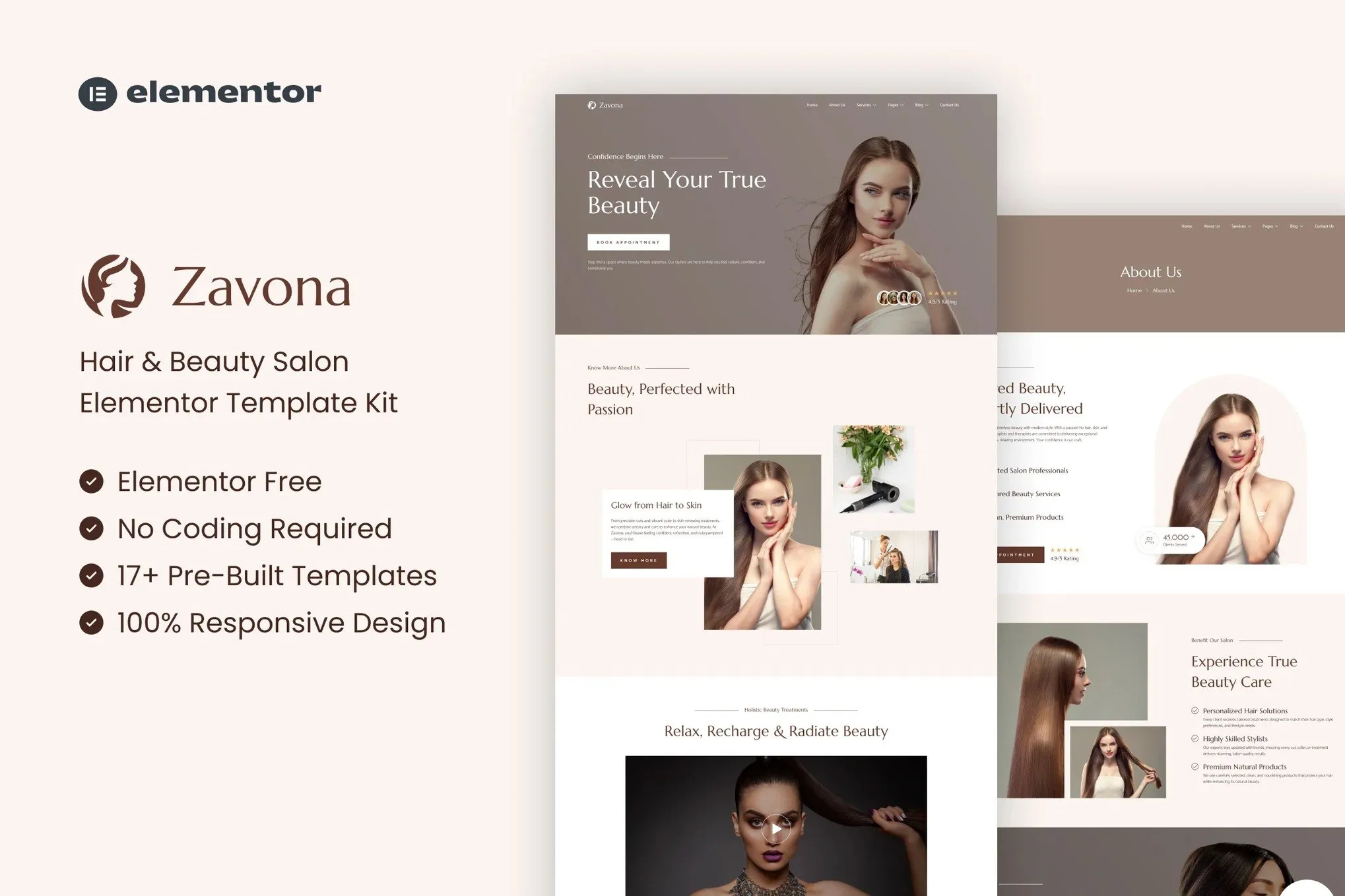 Zavona - Hair & Beauty Salon Elementor Template Kit best Hair & Beauty Salon Elementor template kit download