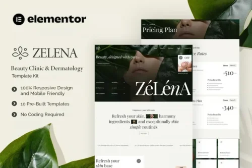 Dermatology and beauty clinic website template for Elementor