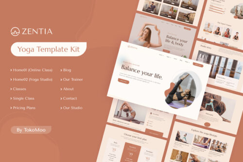 best yoga studio Elementor template kit instant download