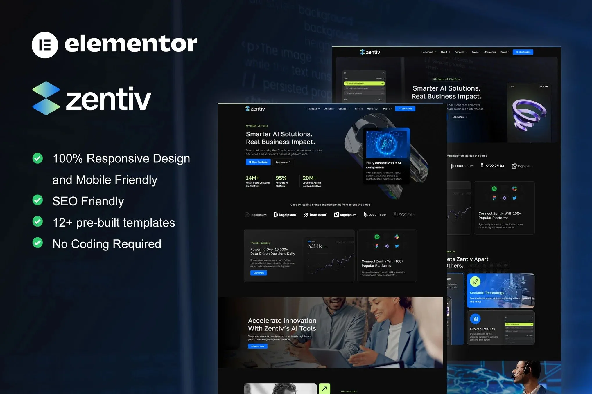 Zentiv - AI Services & Digital Company Elementor Kit best AI Elementor template kit for digital agency download