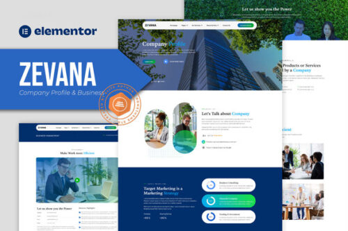 best Zevana Elementor template for business company profile download