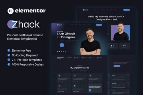best Zhack Elementor portfolio template instant download