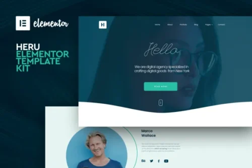 best Heru creative Elementor template kit instant download