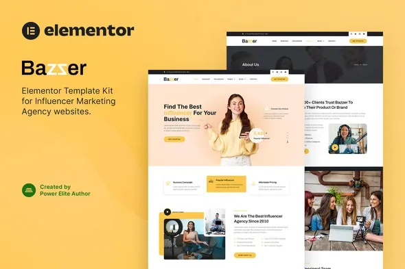 Bazzer – Influencer Marketing Agency Elementor Template Kit Bazzer – Influencer Marketing Agency Elementor Template Kit
