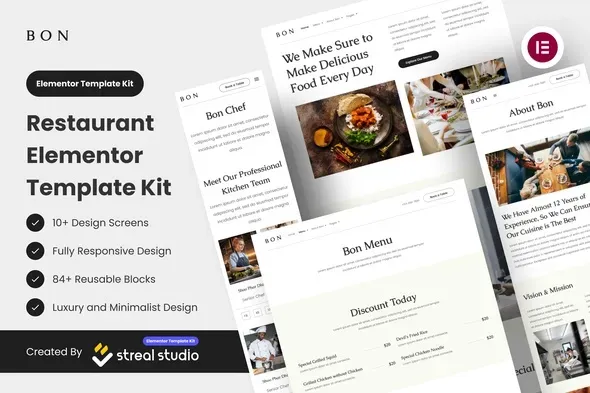 Bon - Restaurant Elementor Template Kit Bon - Restaurant Elementor Template Kit