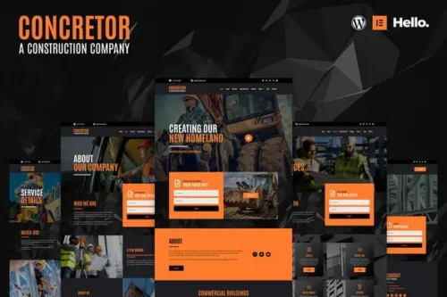 best Concretor Elementor template for real estate construction website download