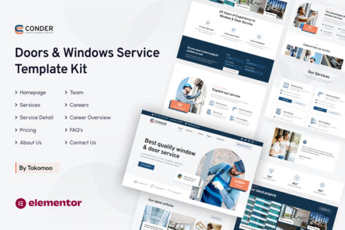 best doors and windows Elementor template for instant download