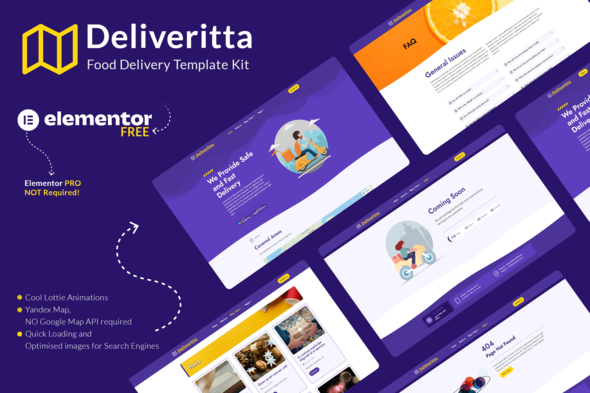 Deliveritta - Food Delivery Elementor Template Kit best Deliveritta Elementor template kit instant download
