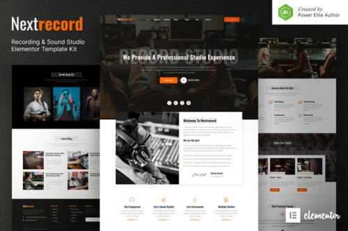 best recording studio elementor template instant download