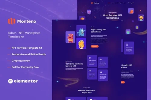 best Monteno NFT portfolio Elementor template download