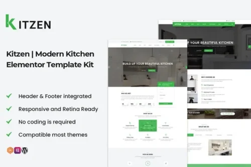 best modern kitchen Elementor template kit instant download