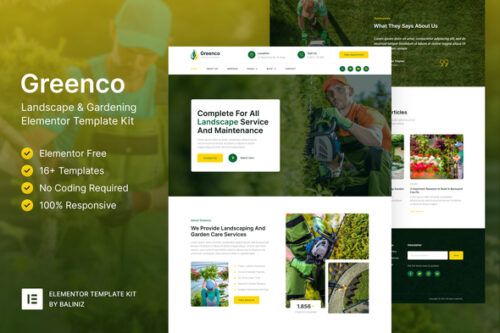 best landscaping Elementor template kit instant download