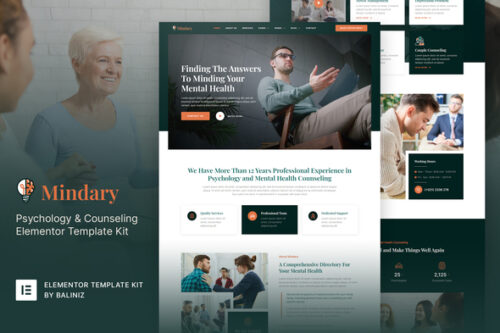 best psychology Elementor template kit instant download