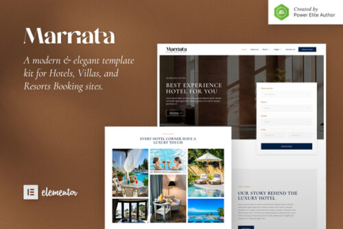 best Marriata hotel resort elementor template kit download