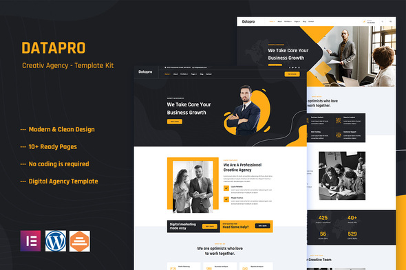 Datapro - Creativ Agency Elementor Template Kit best creative agency Elementor template instant download