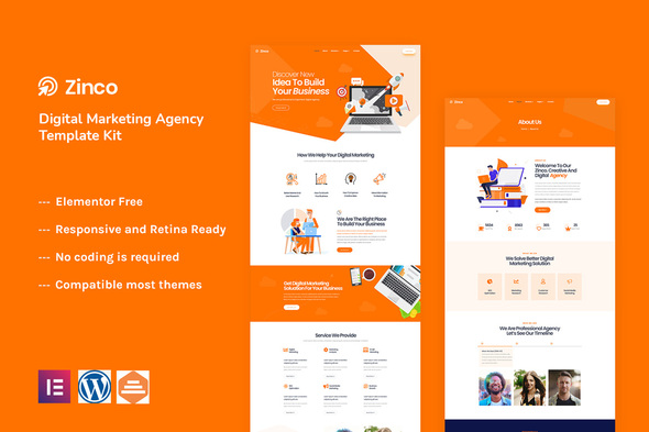 Zinco - Digital Marketing Agency Elementor Template Kit best digital marketing agency Elementor template kit download