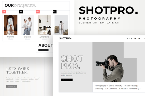 Shotpro - Photography & Portfolio Elementor Template Kit best Shotpro photography portfolio template instant download