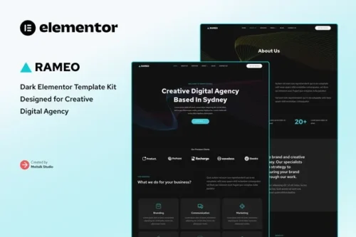 best dark digital agency Elementor template kit instant download