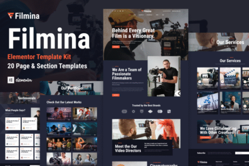 best Filmina Elementor template for filmmakers instant download