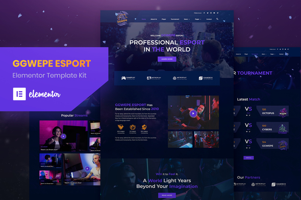 GGWEPE – Esports & Gaming Elementor Template Kit best esports gaming Elementor template kit instant download