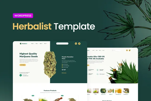 https://previews.customer.envatousercontent.com/files/365415425/cover.png Best Medical Marijuana Store Template for WordPress
