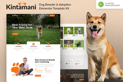 best dog breeder Elementor template kit instant download