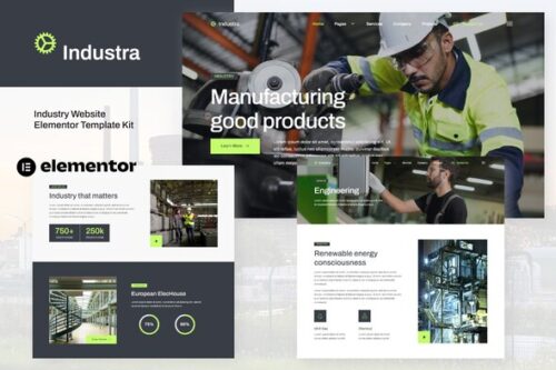 best industrial Elementor template kit instant download
