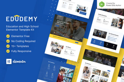 best education Elementor template kit instant download