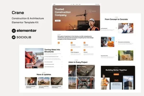 best construction website template for Elementor instant download