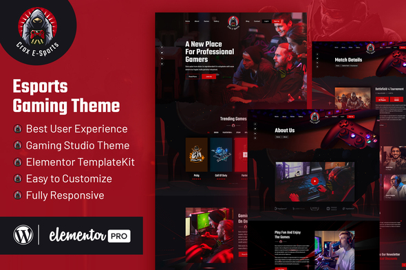 CROX | Esports & Gaming Elementor Template Kit best esports template kit download for gaming websites