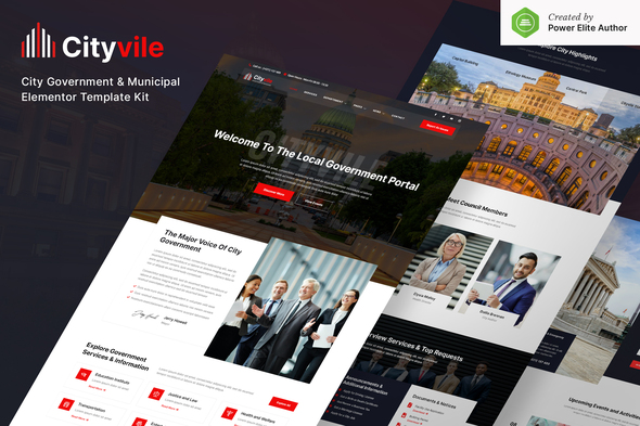 Cityvile – City Government & Municipal Elementor Template Kit best municipal website template instant download