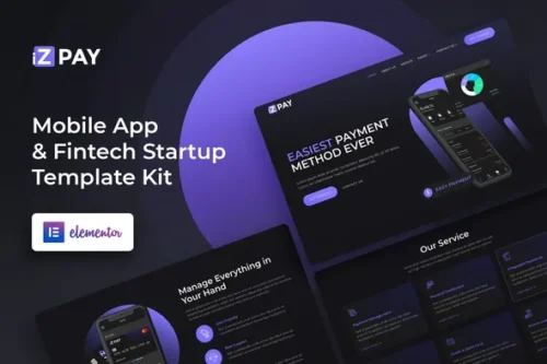 best iZPAY fintech Elementor template download