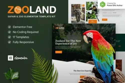 best Zooland safari zoo Elementor template premium download