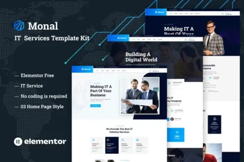 Monal IT service website template for Elementor