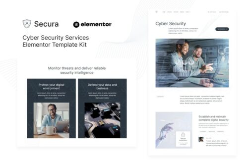 best cyber security Elementor template kit instant download