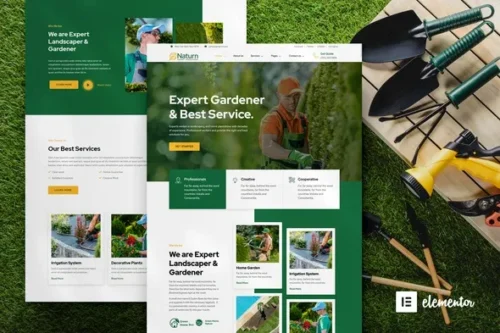 best landscape gardening Elementor template kit instant download
