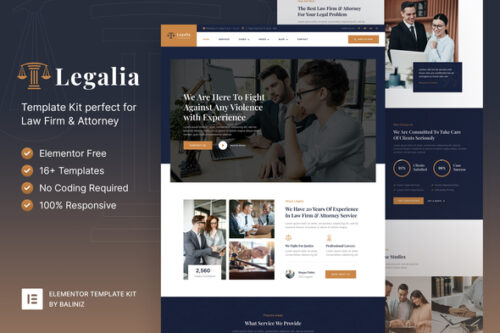 best lawyer attorney elementor template kit download