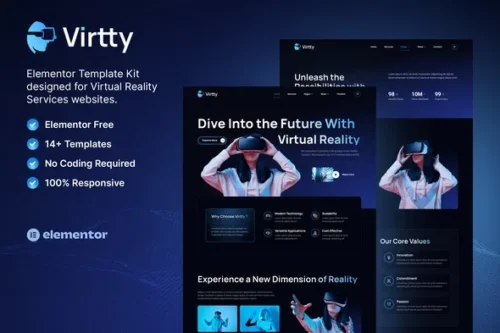best VR website template instant download Elementor