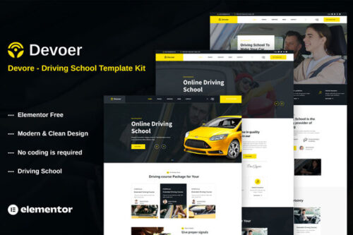 best driving school website template download