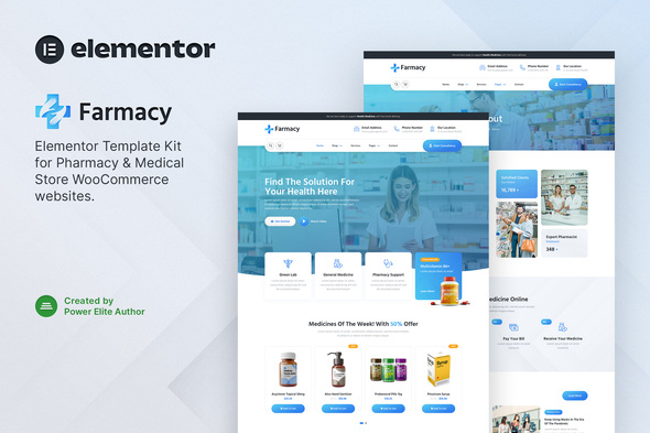 Farmacy – Pharmacy & Medical Store Elementor Template Kit best pharmacy Elementor template kit instant download