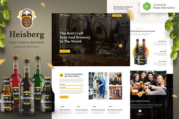 Heisberg - Craft Beer & Brewery Elementor Template Kit best craft beer brewery Elementor template kit download