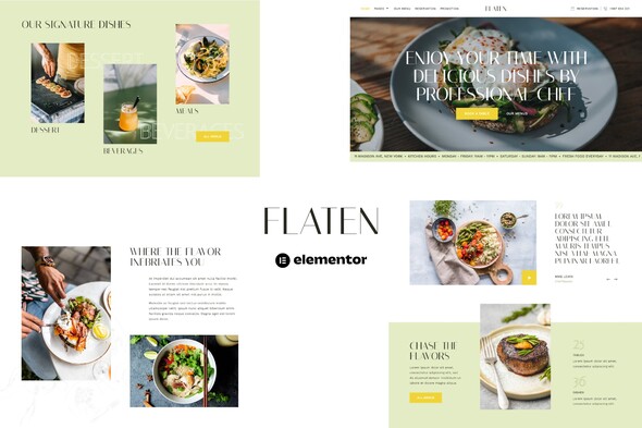 Flaten - Restaurant & Catering Services Elementor Template Kit best restaurant elementor template kit instant download