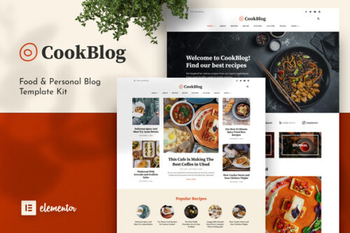 best CookBlog Elementor template for food blog download