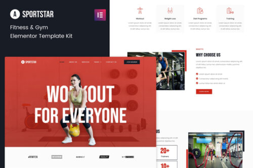 best Sportstar fitness gym template for instant download