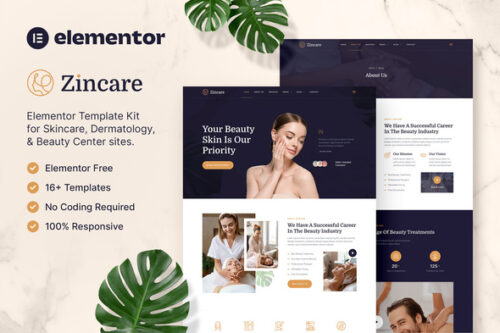 best skincare website template Elementor instant download