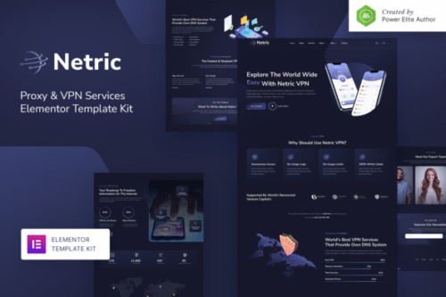 best Netric Elementor VPN website template download
