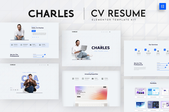 Charles - CV Resume Elementor Template Kit best Charles CV Resume Elementor template instant download