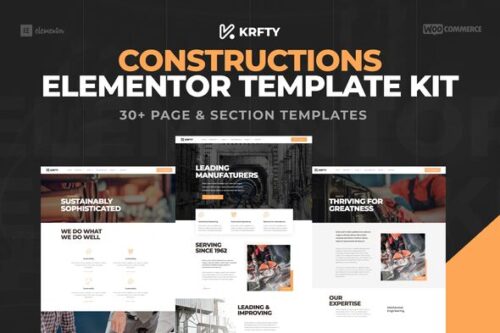 best construction Elementor template kit instant download
