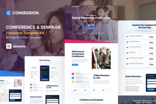 best conference Elementor template kit instant download